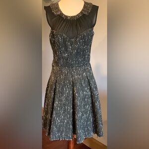 Bebe  Angelina Tweed  Dress with Mesh Black White  Size 4 Sleeveless